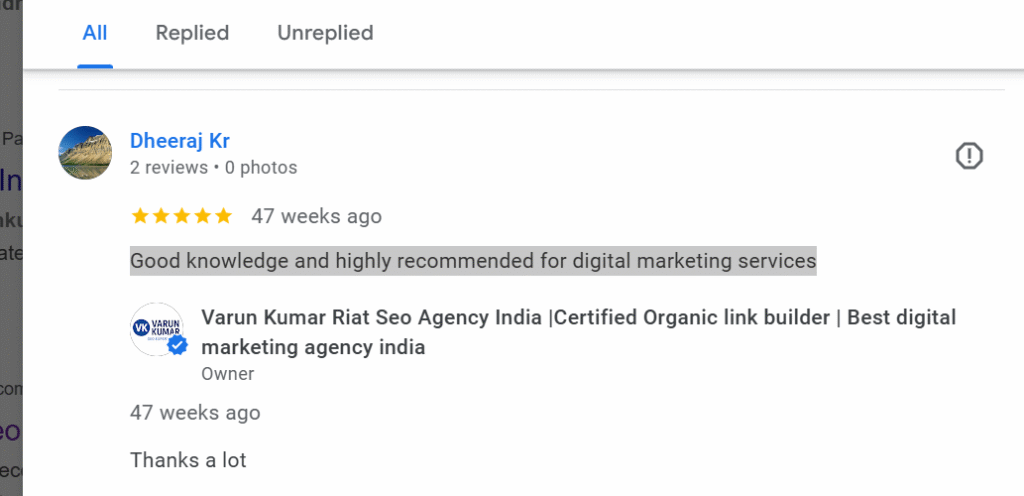 my gogole review Google Ranking Expert In iNdia varun kuamr riat